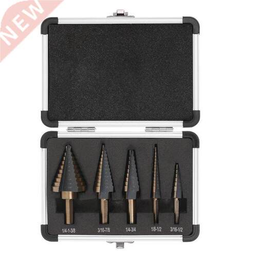 5pcs HSS 4214 Step Drill Bit Aluminum Case Multiple Hole Dri