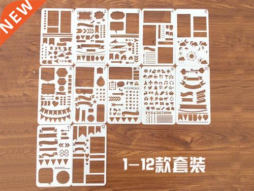 12/20pcs Journal Stencil Set Plastic Planner DIY Drawing Te