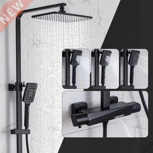 Black Thermostatic Shower Faucets Sets Water Bathroom Mixer