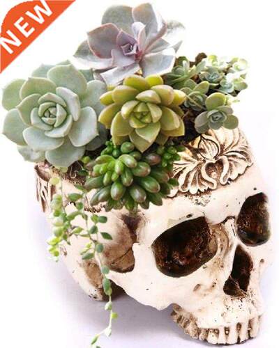 Halloween Flowerpot Skull Shaped Resin Vase Flower