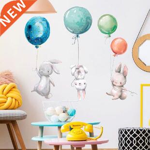 Colorful Balloon Rabbits Bedroom Wall Stickers for Kids