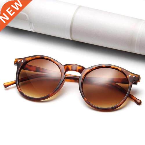 Vintage Leopard Round Sunglasses Women Fashion Cat Eye Mirro