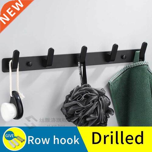 tet row hook black glue paste wall hanger bedroom coat hooks