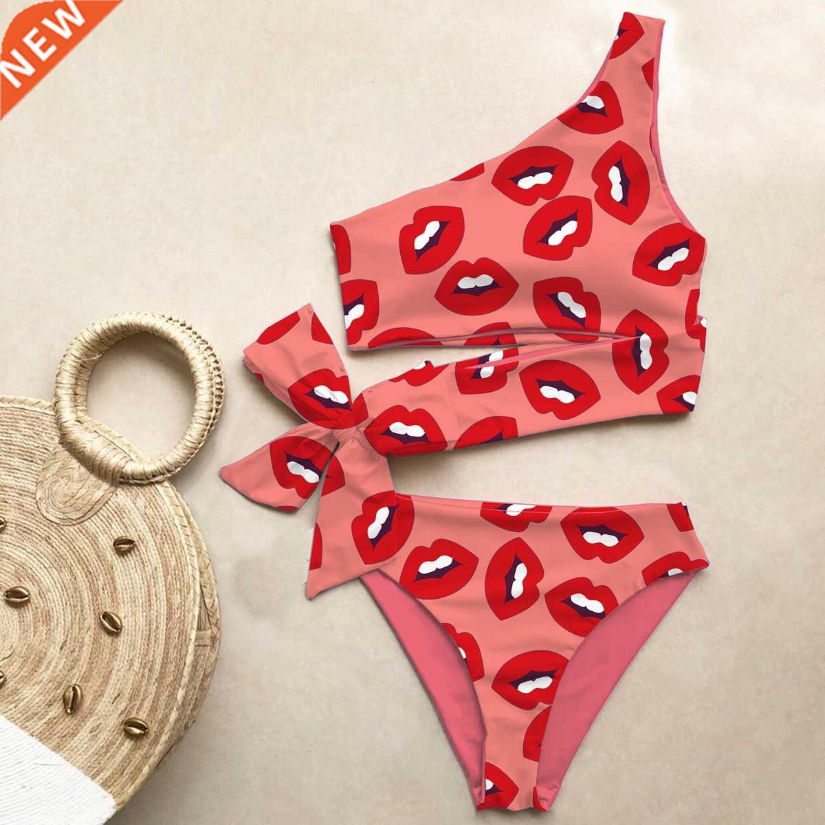 Bikini Women Swimwear Push Up Swimsuit One Shoulder Print Br