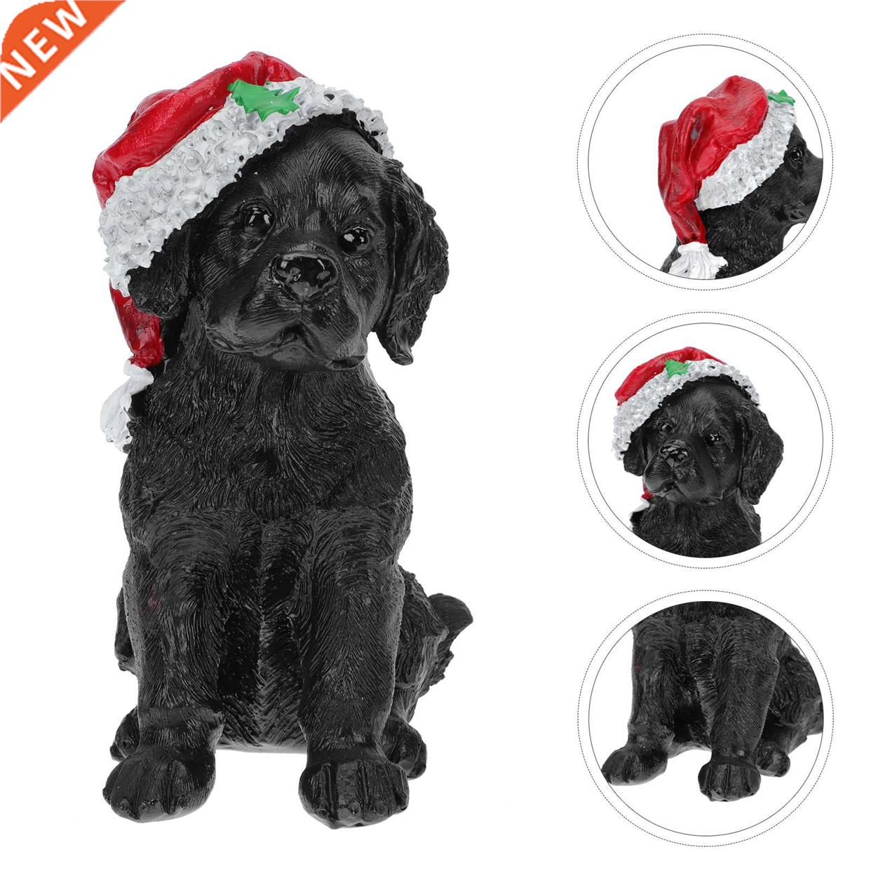 1Pc Christmas Themed Resin Ornament Xmas Hat Dog Decor Xmas