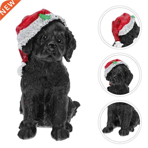 1Pc Christmas Themed Resin Ornament Xmas Hat Dog Decor Xmas