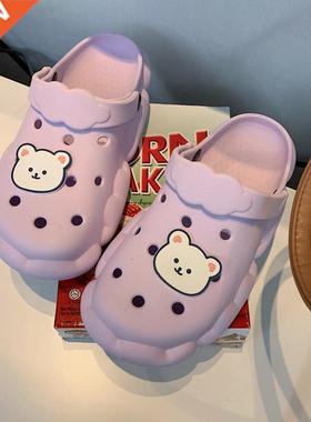 Apanzu Clogs For Women Cartoon bear Pattern Casual Women Gar