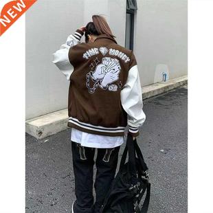 2021 Vintage Oversize Jackets Print Baseball Jacket Women Co