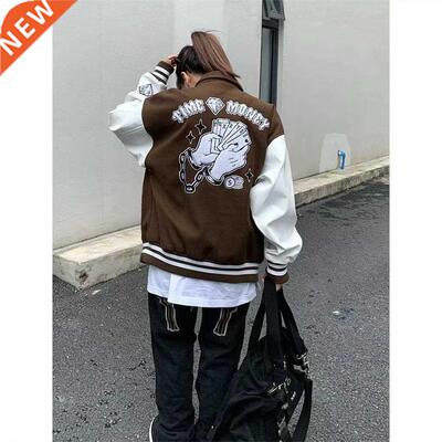2021 Vintage Oversize Jackets Print Baseball Jacket Women Co