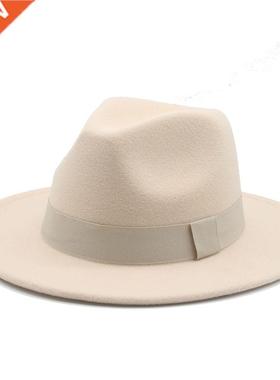 Women Hats Winter Fedora Hats Ribbon Band Belt Felt Panama C