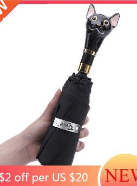 Rain Women Umbrella Strong Windproof Decoration Black Cat