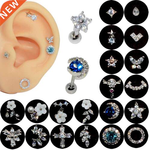 1pcs Surgical Steel Colorful Zircon Ear Studs Cartilage Heli