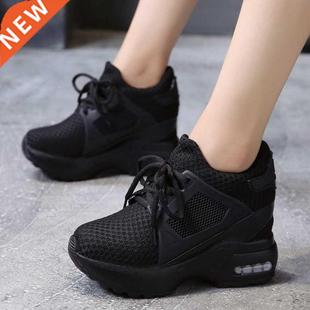 Women Platform Wedge Heels Casual Shoes Breathable Mesh High