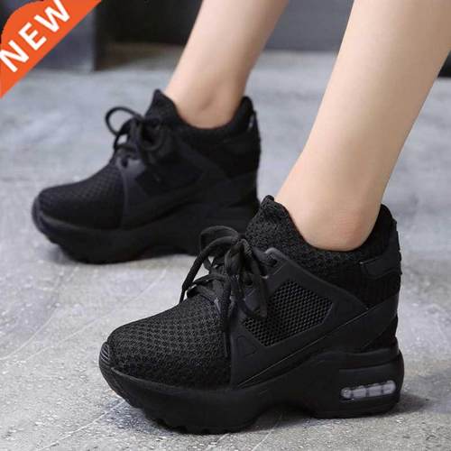 Women Platform Wedge Heels Casual Shoes Breathable Mesh High