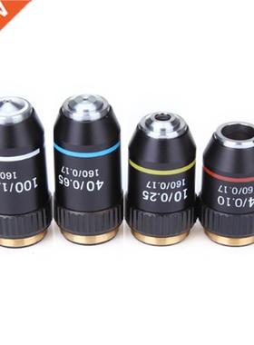 4Pcs 4X 10X 40X 100X 195 Biological Microscope System Biolog
