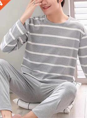 2022 Summer Casual Striped Cotton Pajama Sets for Men Short