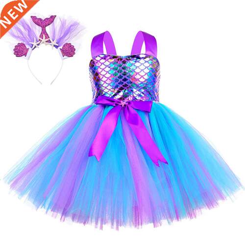 Girls Mermaid Dress Kids Birthday Party Dresses Little Merma