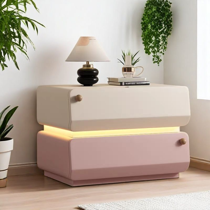 新款实木床头柜大尺寸奶油网红