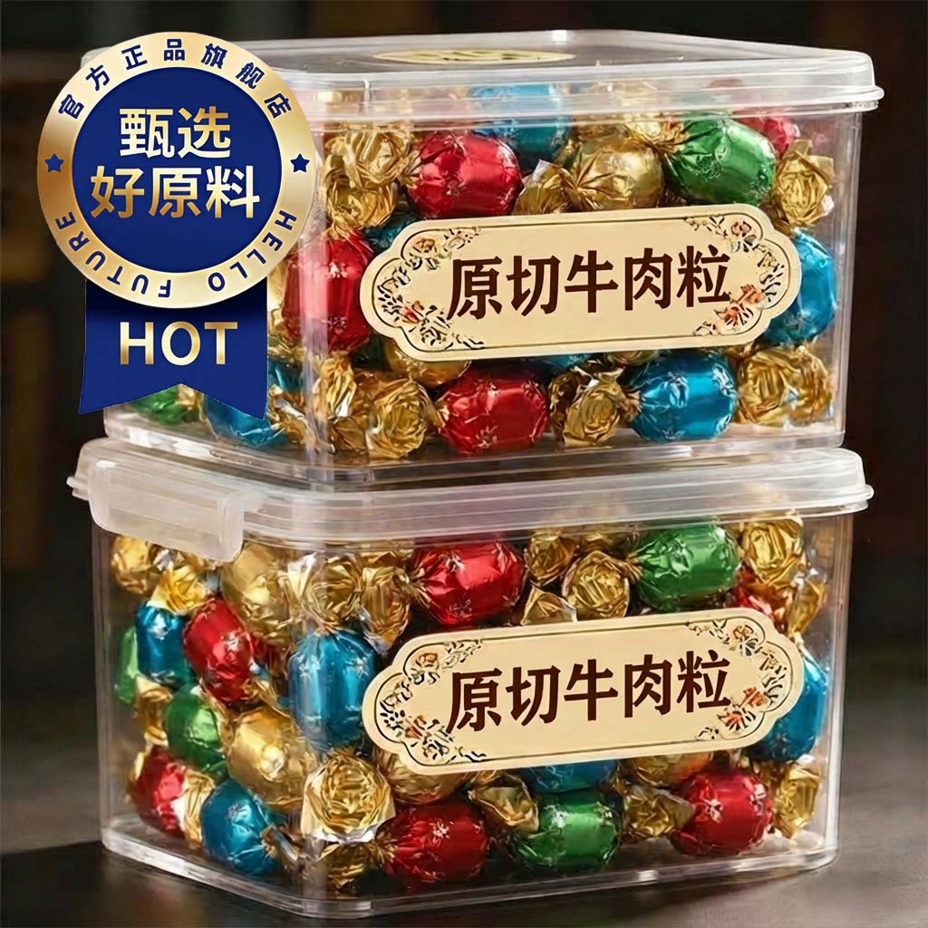 牛肉粒官方旗舰店正品雪花牛肉粒零食儿童无添加小包装原切厚切