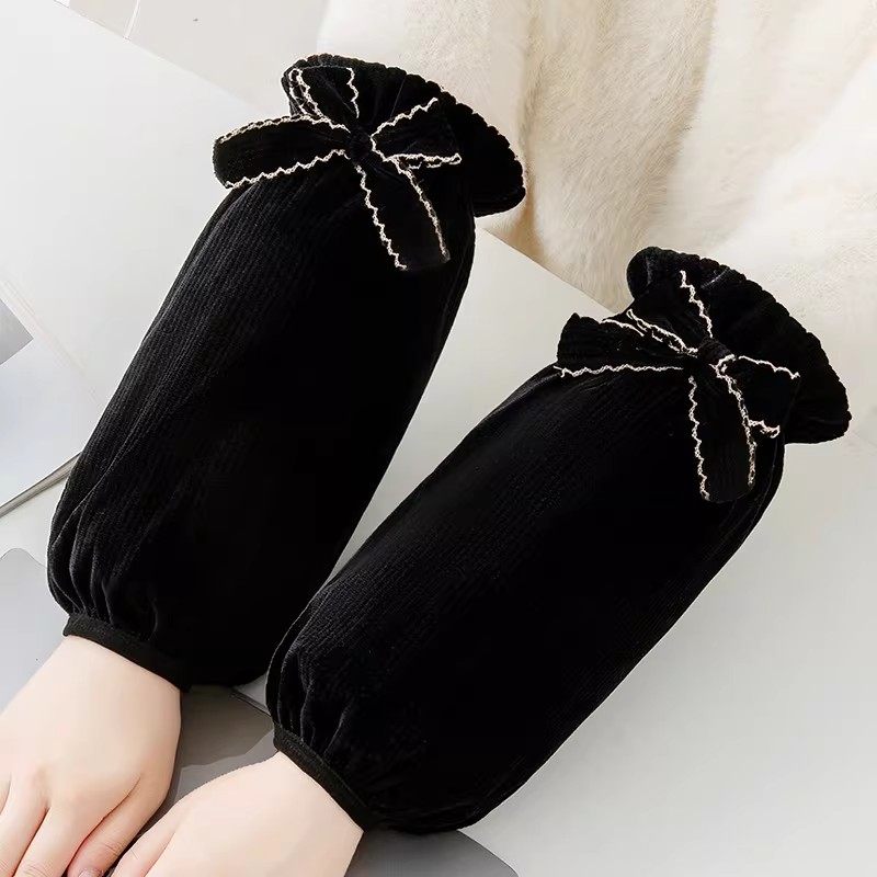 蝴蝶结袖套女长款秋冬灯芯绒防脏护袖办公室羽绒服专用黑色,家庭/个人清洁工具,袖套,淘宝优惠券,粉丝福利购,淘宝优惠卷