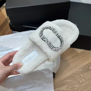 小香家25C水钻秋冬毛毛拖鞋 高级感懒人外穿皮毛一体 女一脚蹬法式