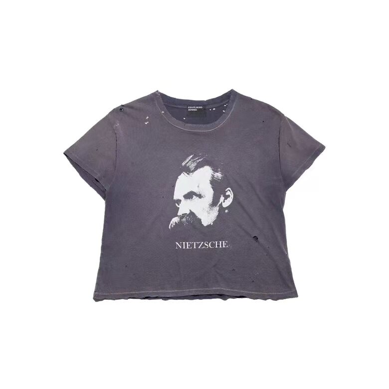 thumbnail for [GD Edition] ERD 25FW Nietzsche Philosopher Burst Print Water-washed Sun-dried Distressed Short Sleeve
