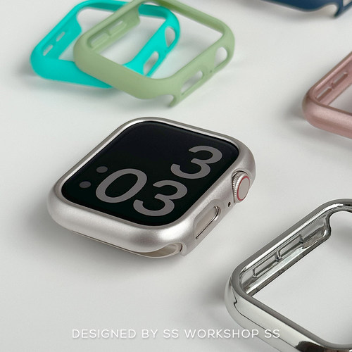 新款iwatch保护壳8半包7适用苹果applewatch表壳PC防摔s9硬壳潮牌