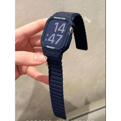 一体磁吸s87SE代表带适用苹果AppleWatch9手表男女运动表带新改装