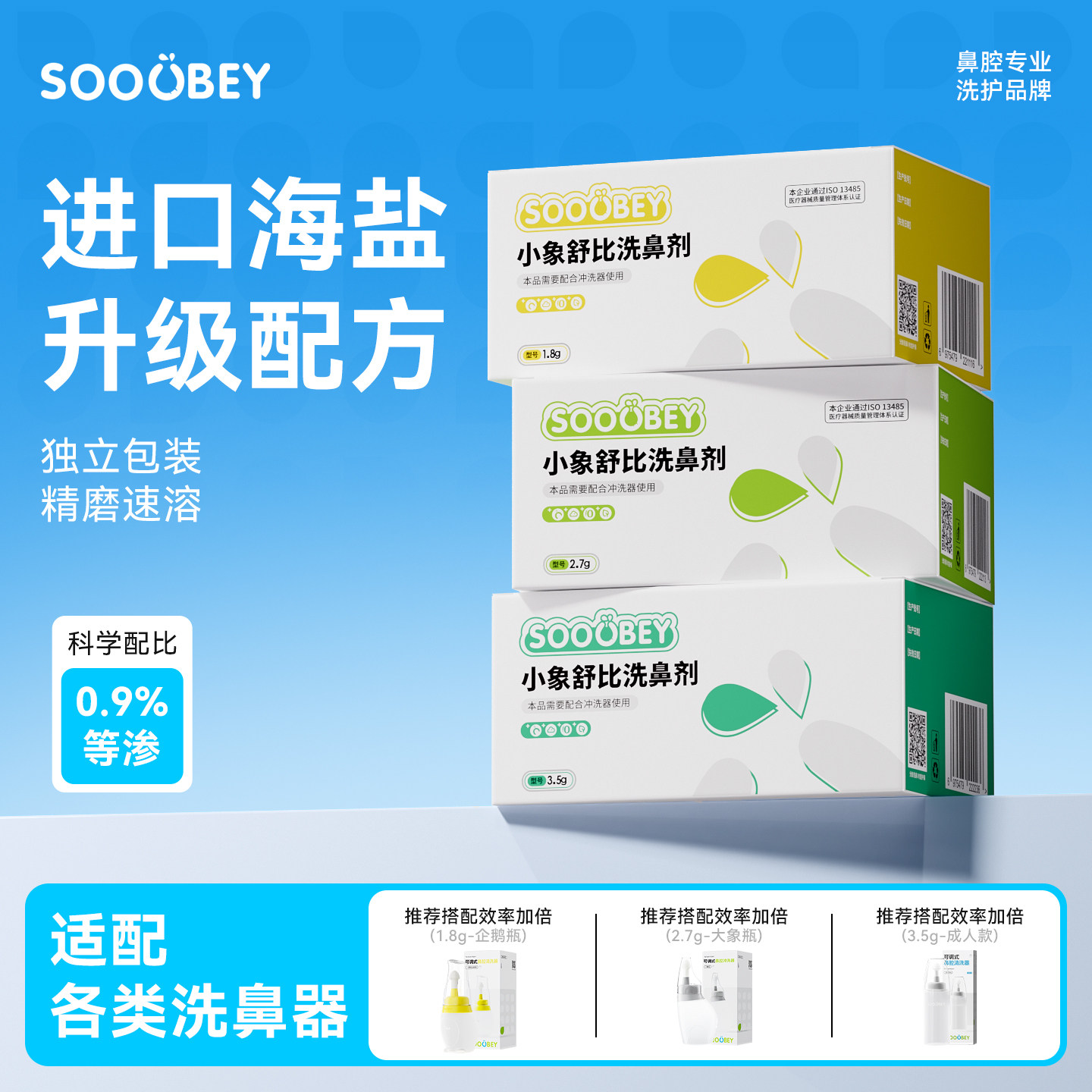 小象舒比 洗鼻剂 洗鼻器专用海盐剂鼻炎鼻窦生理冲洗鼻水家用