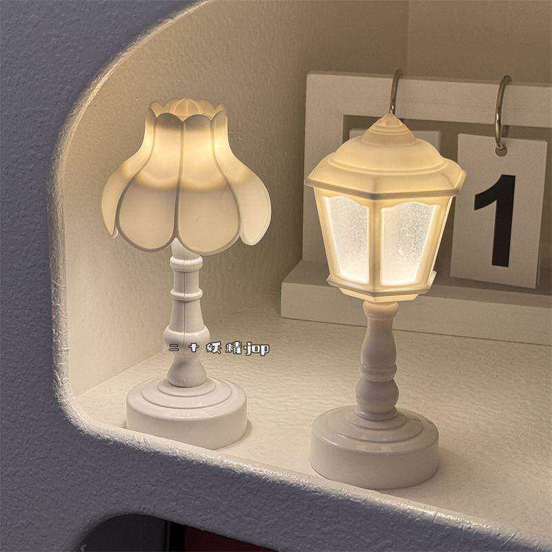 复古荷花灯小夜灯房间装灯小台灯卧室摆件装饰品生日礼物送女生