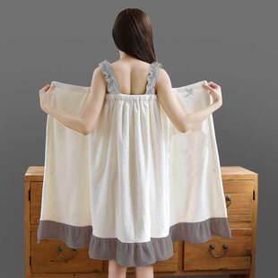 浴裙可穿式浴巾女款吊带浴袍浴衣吸水速干不掉毛可裹穿戴式洗澡巾