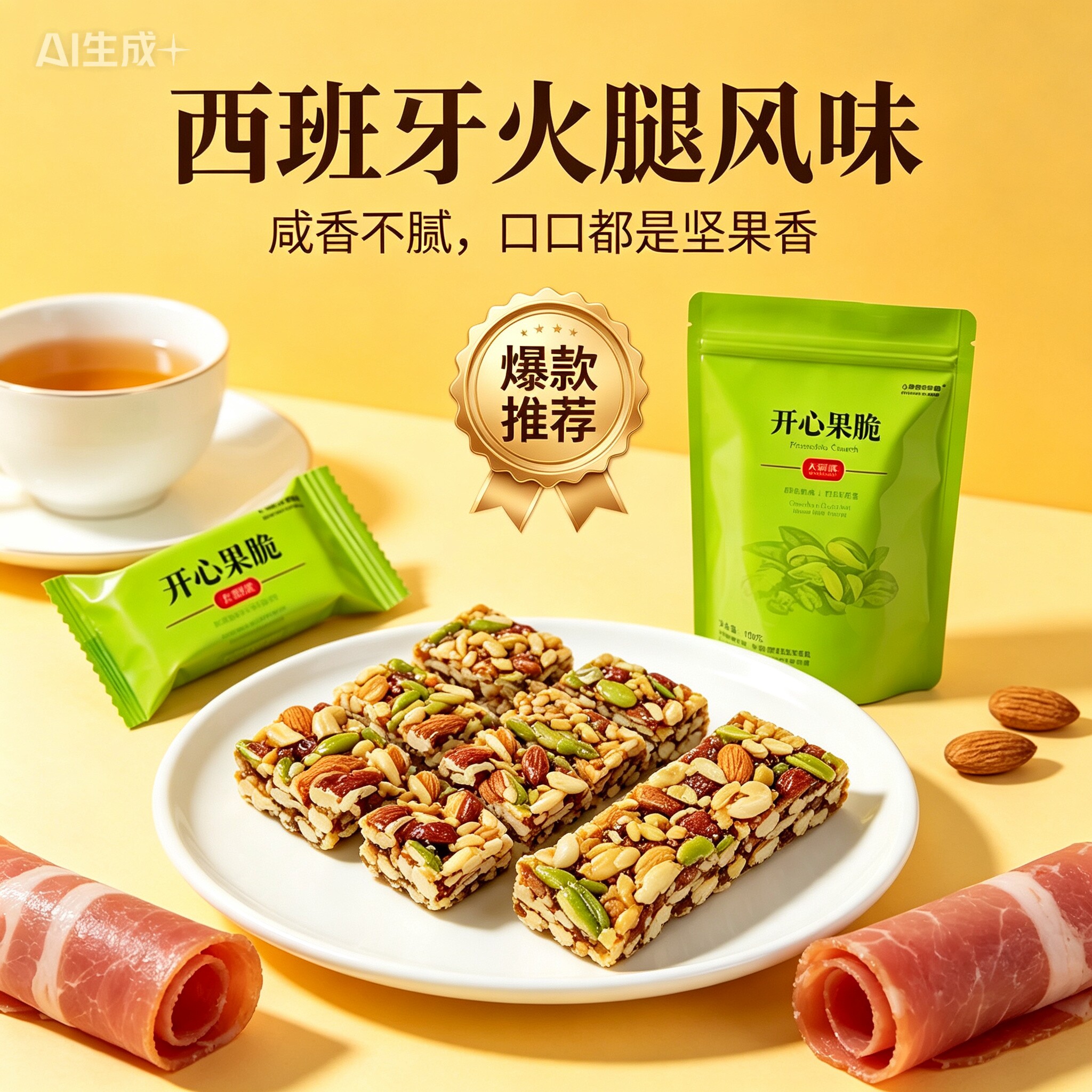小刺猬的烦恼开心果脆火腿味100g解馋坚果脆小零食追剧搭档