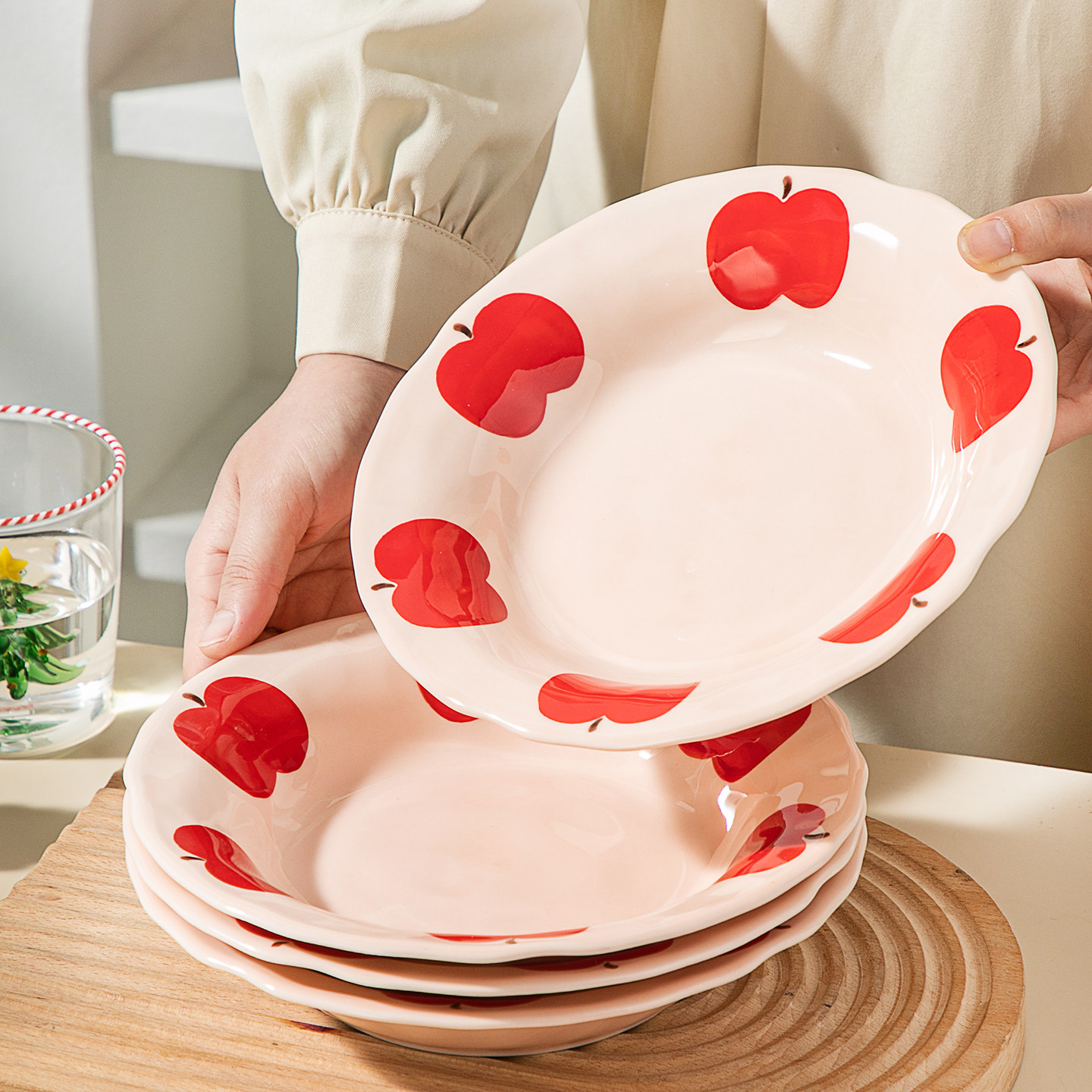 陶瓷盘子家用菜盘2026新款釉下彩盘子特别好看的圆盘深盘餐具餐盘,餐饮具,盘,淘宝优惠券,粉丝福利购,淘宝优惠卷