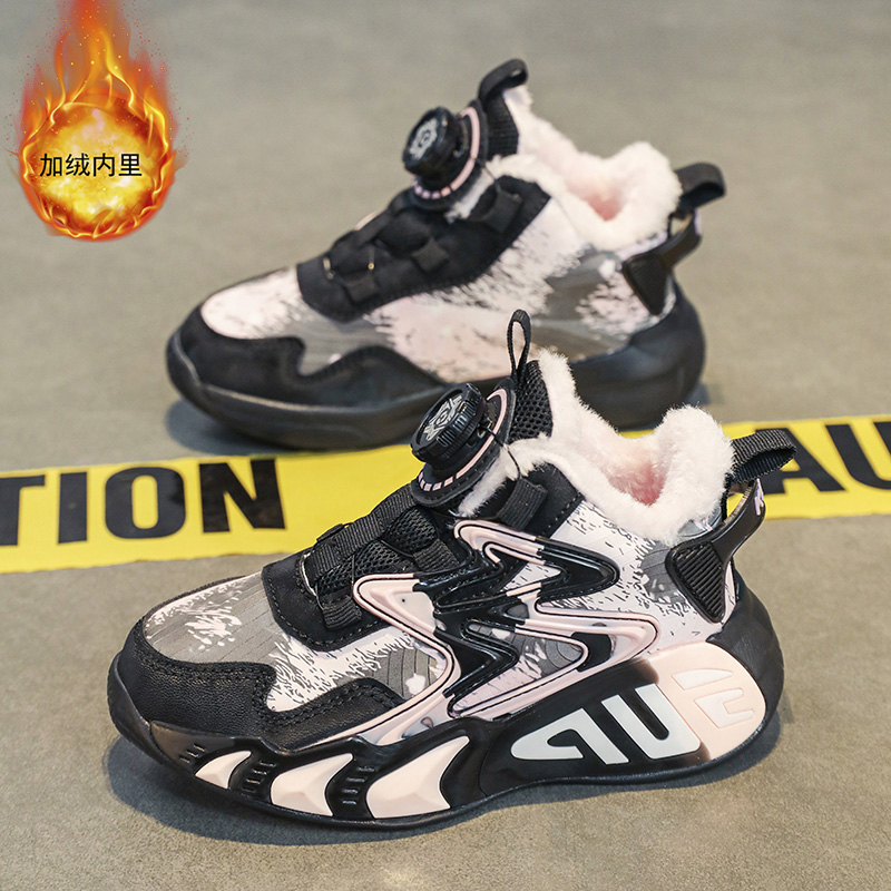 剑桥女童棉鞋2025新款秋冬款加绒保暖儿童运动鞋男皮面防水老爹鞋