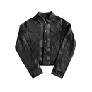 囚鸟 noE mosen 血管纹皮质夹克外套正肩短宽银黑色皮外套