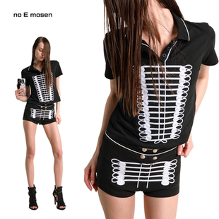 noE mosen 宫廷拿破仑特殊锁链刺绣修身 女款 polo短袖