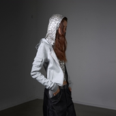 假两件双层银织豹纹内里修身 卫衣 noE RUDELeopard mosen