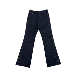 微喇碳黑14盎司牛仔裤 侧腿满刺绣音符修身 noE noEmosen