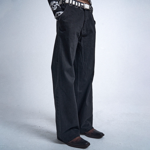 立体压褶猫须拼皮耳仔标语水洗牛仔裤 mosen RUDEBRAT noE