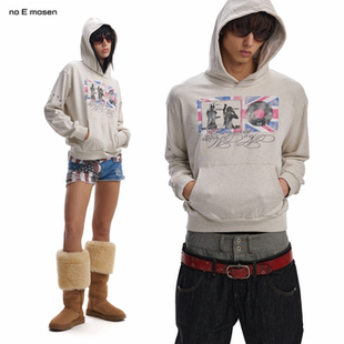 no E mosen（noE）'undeground-IPOD'恶搞红蓝撞色连帽宽松卫衣
