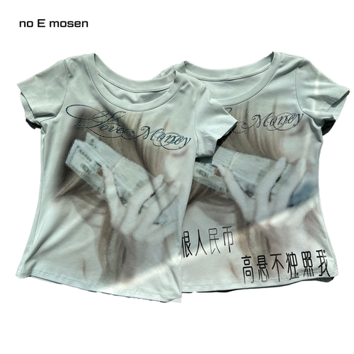 noELovEMoeny人像印花短袖