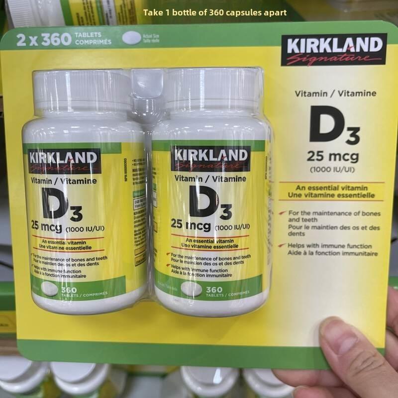 现货加拿大柯克兰柯克兰维生素D3维生素D3片Vd3成人1000Iu 360片