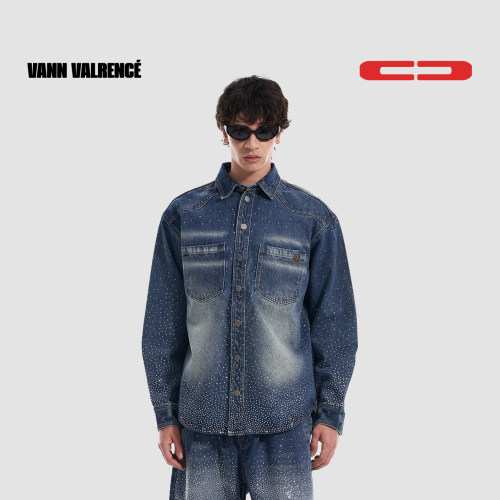 【木子洋同款】VANN VALRENCE烫钻宽松水洗复古牛仔衬衫夹克外套