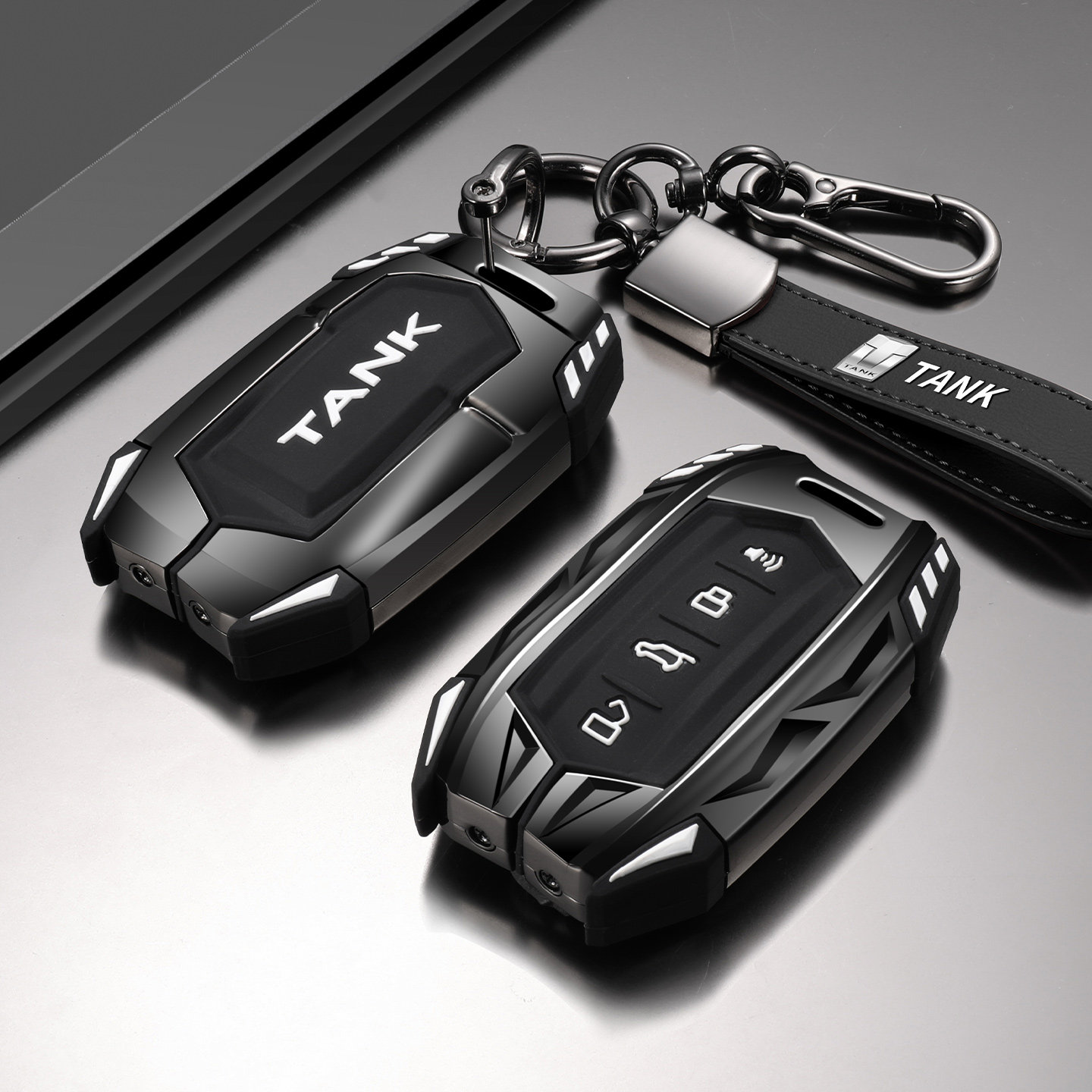 时尚新款坦克机甲风金属车钥匙套
