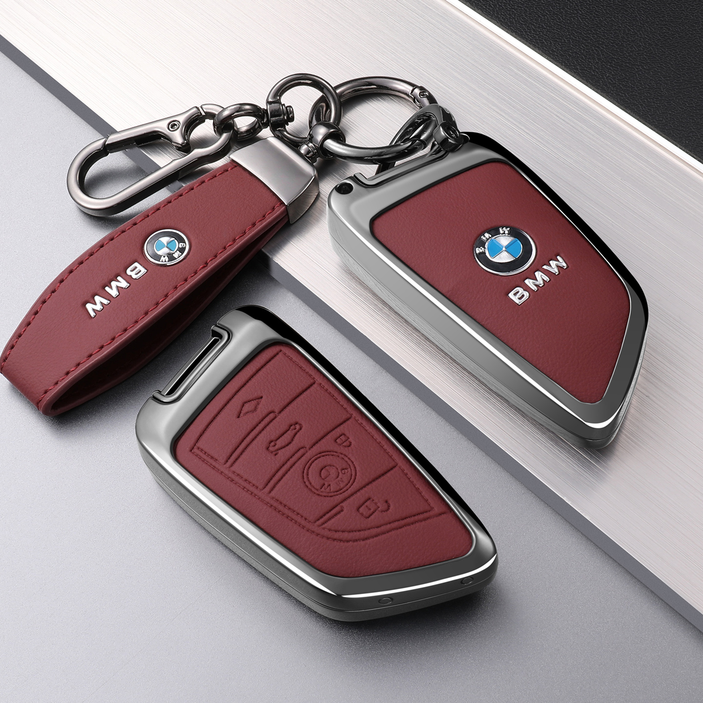 时尚新款双面皮宝马金属钥匙套