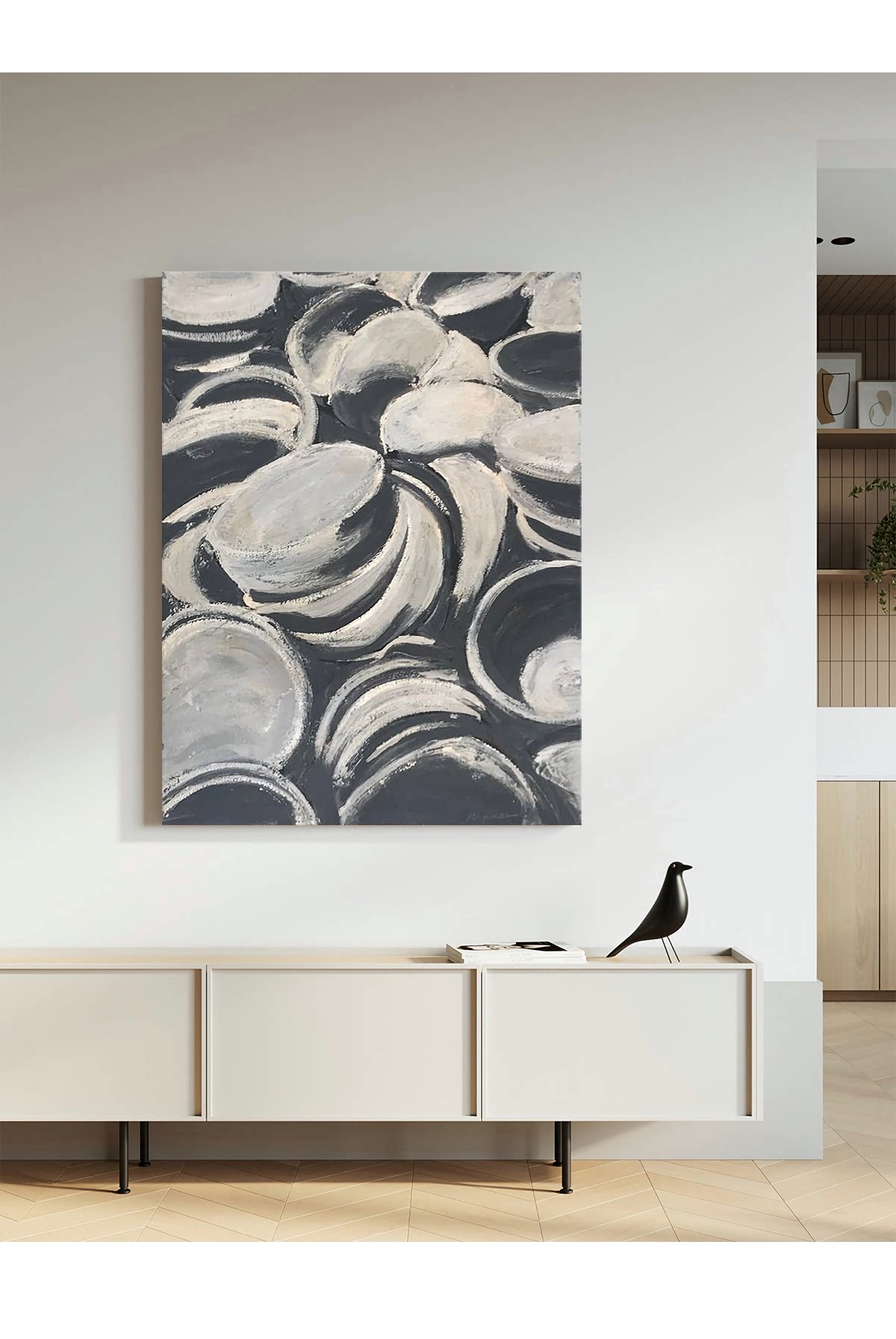 欧式莫兰迪无框画侘寂风客厅卧室装饰画抽象简约立体单幅挂画