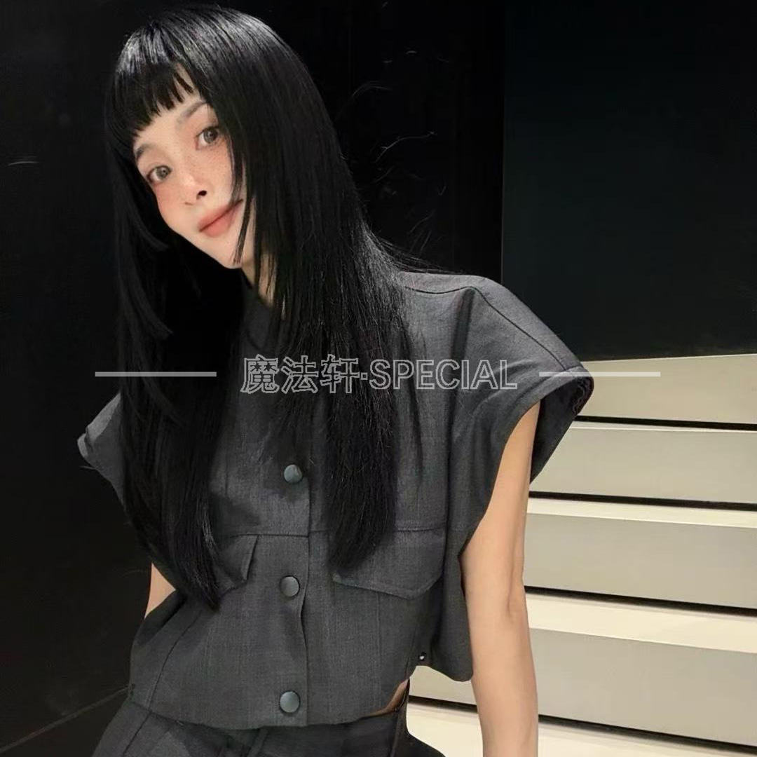 2025夏秋新款纯色口袋工装风套装