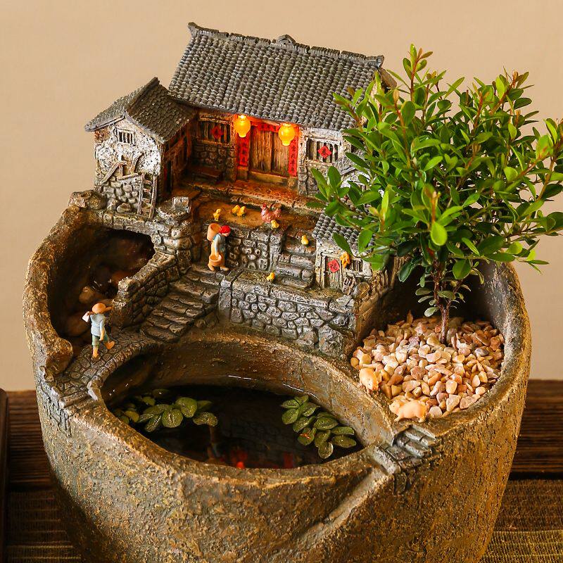 创意流水摆件循环玄关永动