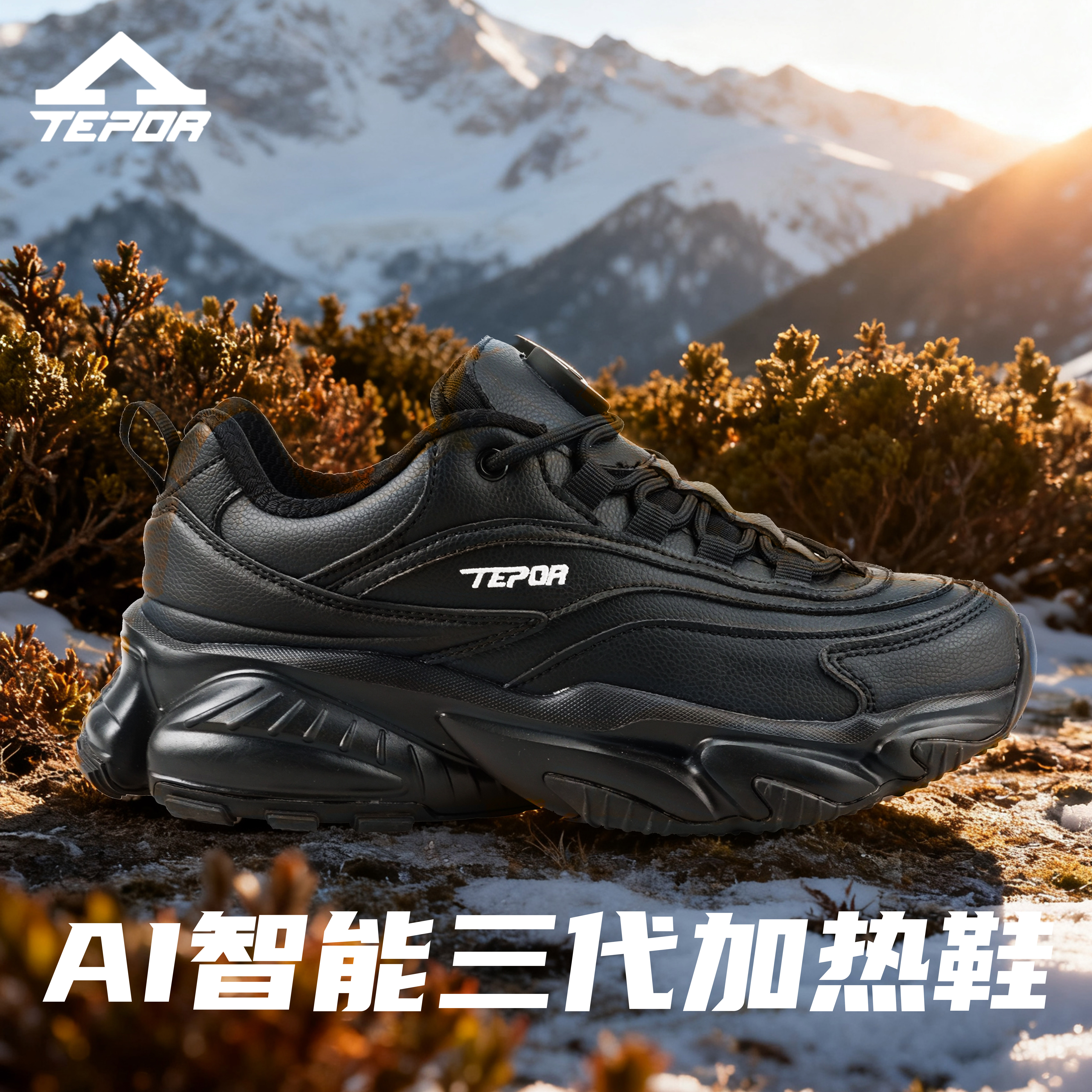 天跑男女鞋保温加热老爹鞋