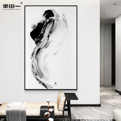 网红新中式客厅装饰画玄关茶室水墨抽象大气壁画书房泼墨艺术禅意